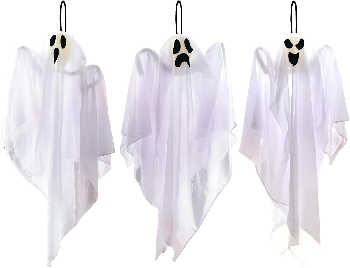 JOYIN 3 PCS Halloween Party Decorations 27.5" Hanging Ghosts, Cute Flying Ghosts for Front Yard Patio Lawn Garden Party Décor and Holiday Decorations