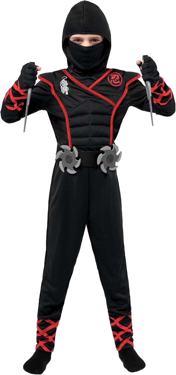 Spooktacular Creations Halloween Ninja Costume, Ninja Outfit Set for Kids, Halloween Costumes for Boys Dress Up Party