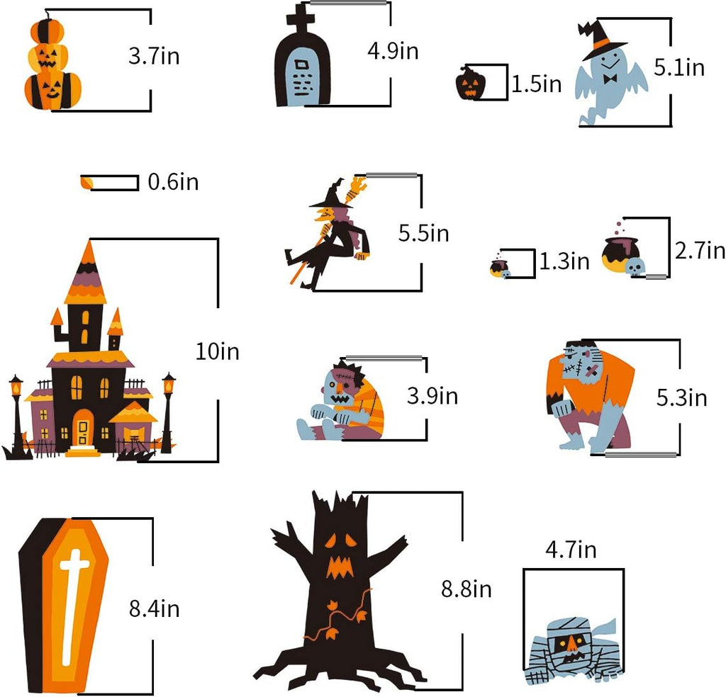 CCINEE Halloween Window Stickers - 10 Sheets Window Clings Decals for Party Decoration, Indoor & Outdoor Home Decor