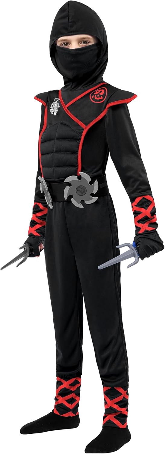 Spooktacular Creations Halloween Ninja Costume, Ninja Outfit Set for Kids, Halloween Costumes for Boys Dress Up Party