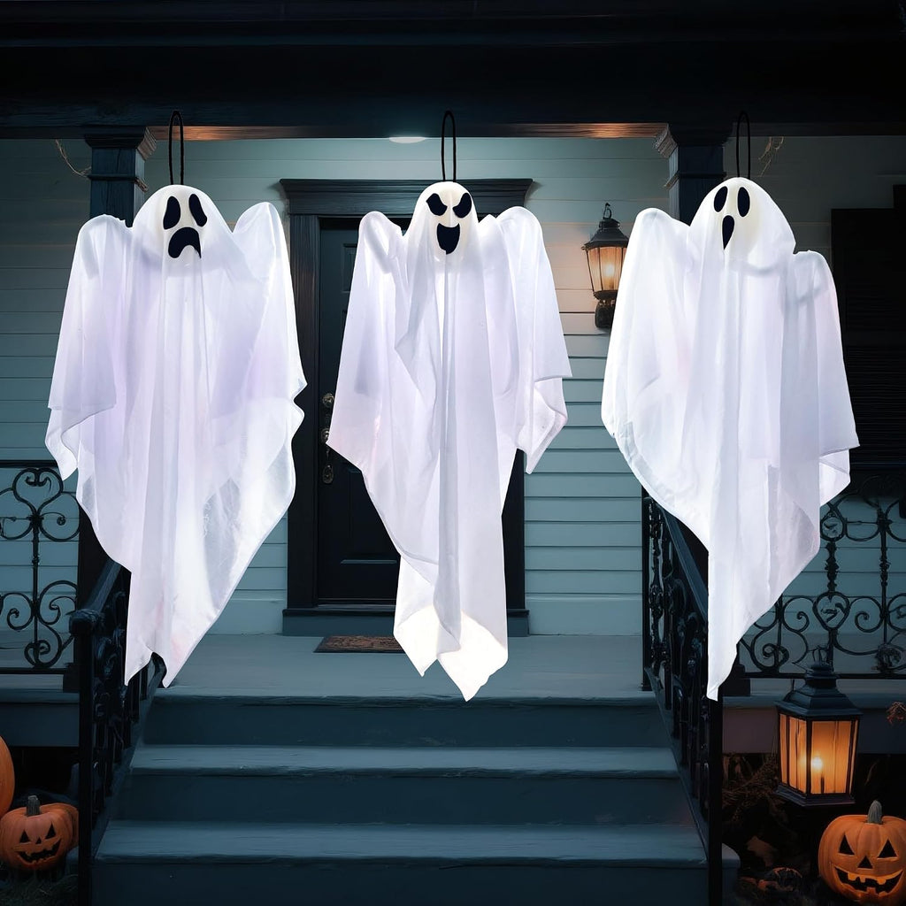 JOYIN 3 PCS Halloween Party Decorations 27.5" Hanging Ghosts, Cute Flying Ghosts for Front Yard Patio Lawn Garden Party Décor and Holiday Decorations