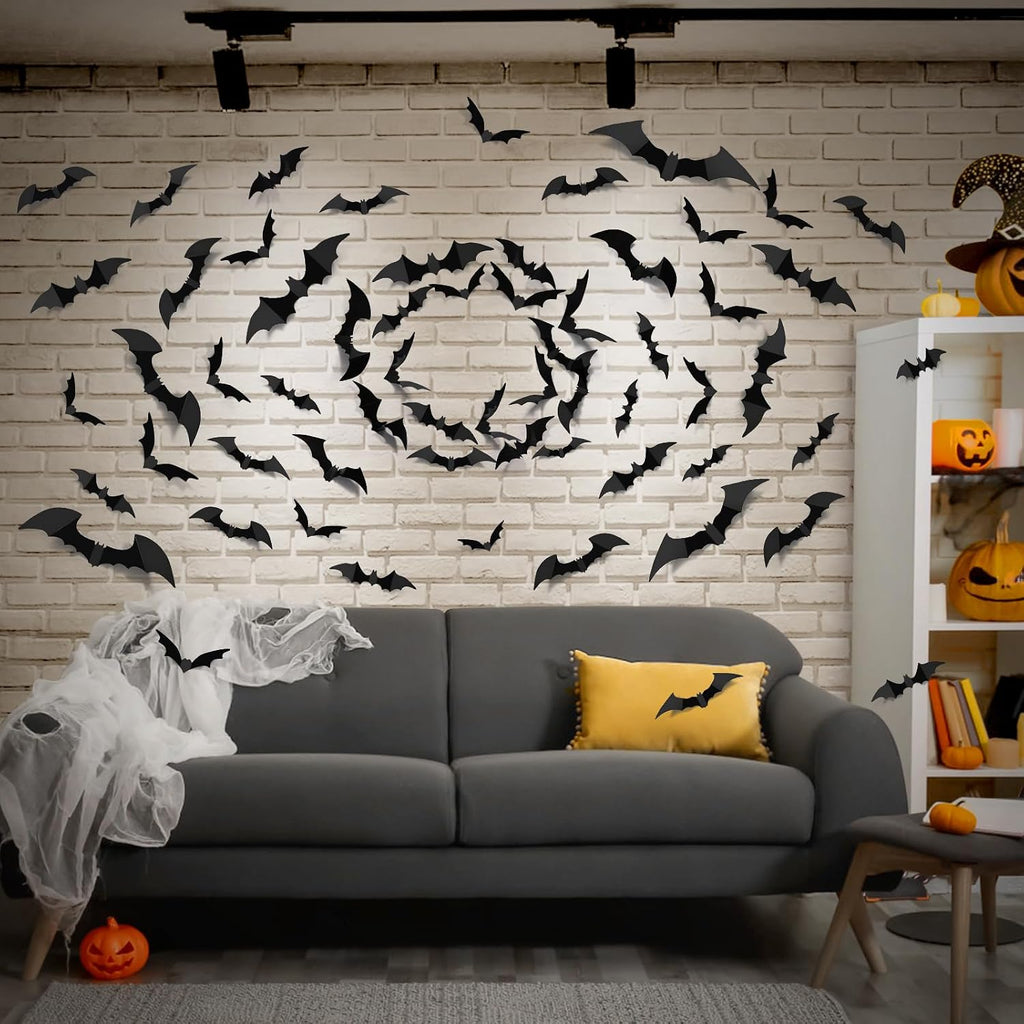 LUDILO 100Pcs Bats Halloween Decorations: Halloween Bats Wall Décor Sticker