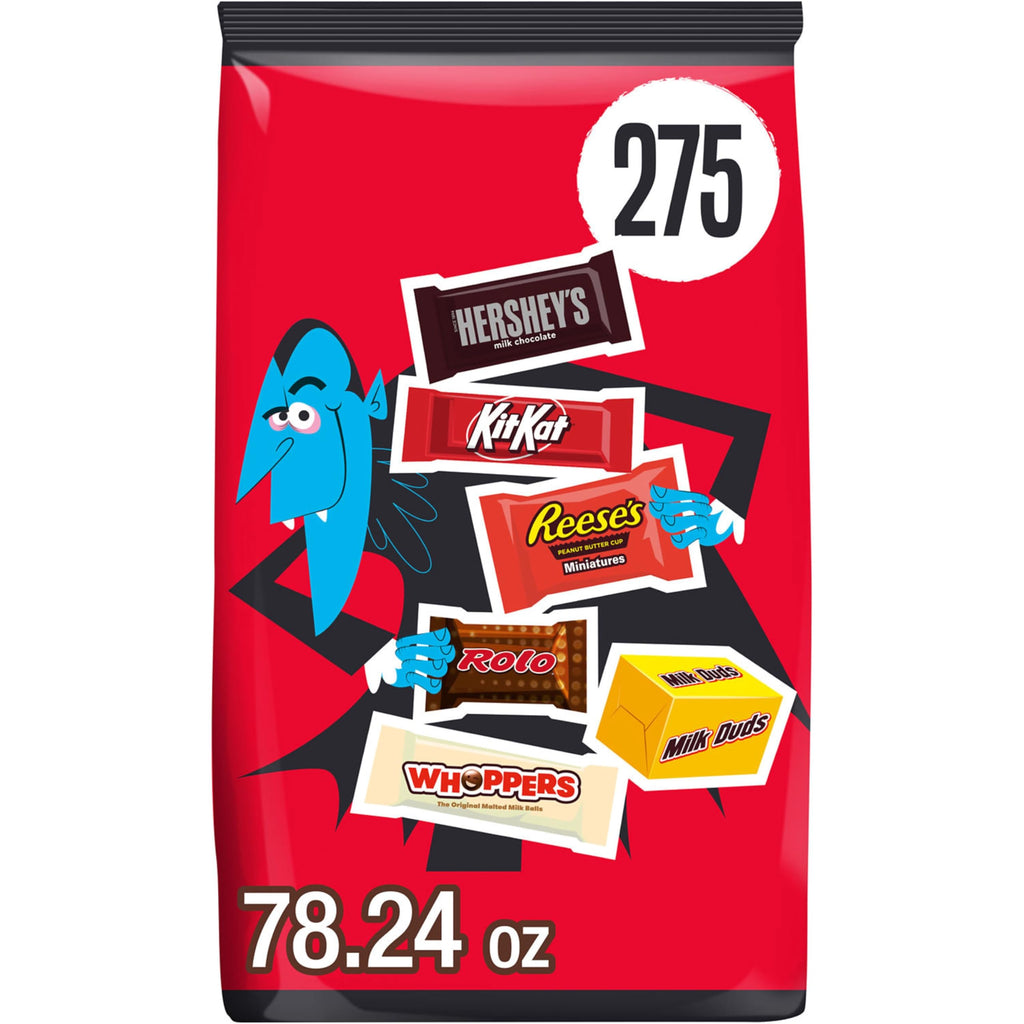 Hershey Miniatures Assorted Flavored, Halloween Candy Bulk Bag, 78.24 oz (275 Pieces)