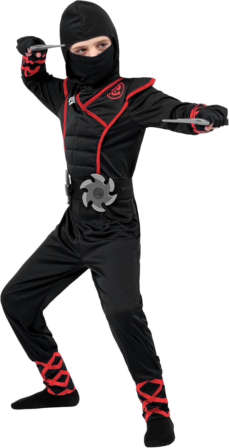 Spooktacular Creations Halloween Ninja Costume, Ninja Outfit Set for Kids, Halloween Costumes for Boys Dress Up Party