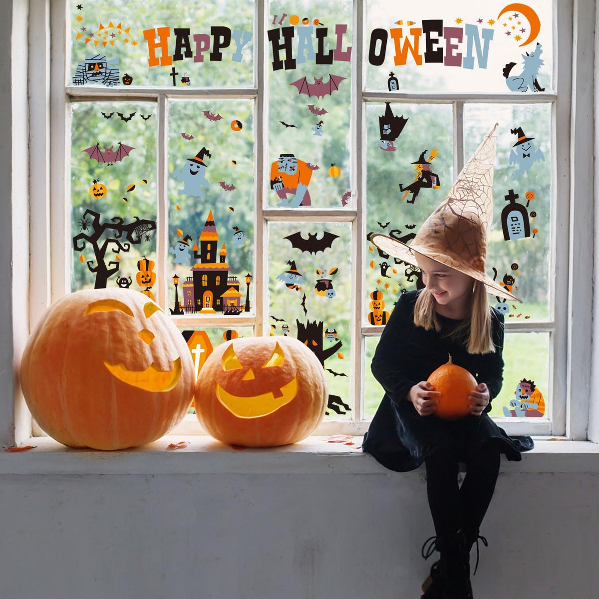 CCINEE Halloween Window Stickers - 10 Sheets Window Clings Decals for Party Decoration, Indoor & Outdoor Home Decor