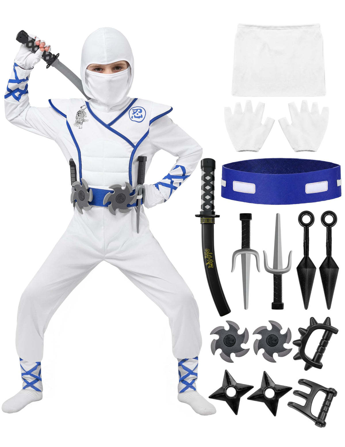 Spooktacular Creations Halloween Ninja Costume, Ninja Outfit Set for Kids, Halloween Costumes for Boys Dress Up Party