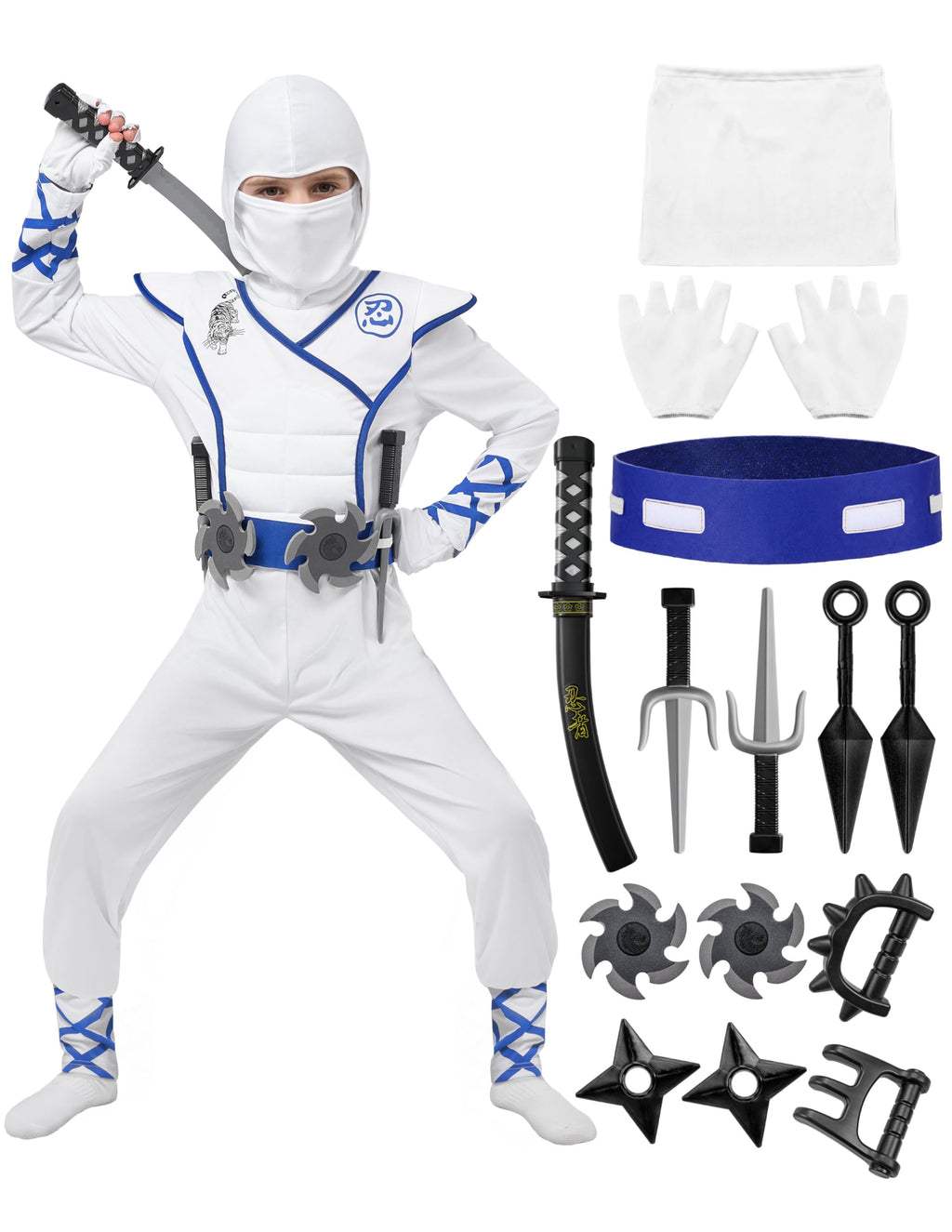 Spooktacular Creations Halloween Ninja Costume, Ninja Outfit Set for Kids, Halloween Costumes for Boys Dress Up Party