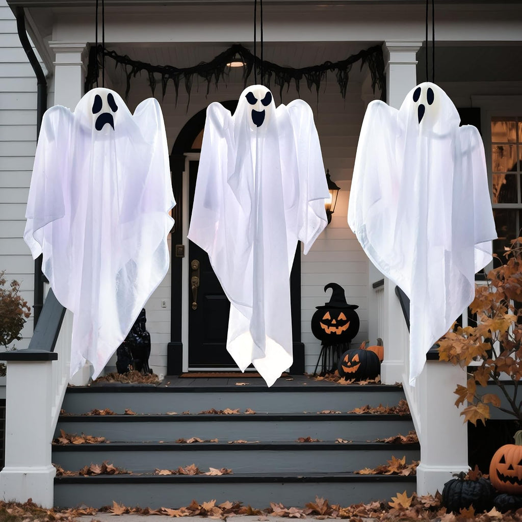 JOYIN 3 PCS Halloween Party Decorations 27.5" Hanging Ghosts, Cute Flying Ghosts for Front Yard Patio Lawn Garden Party Décor and Holiday Decorations
