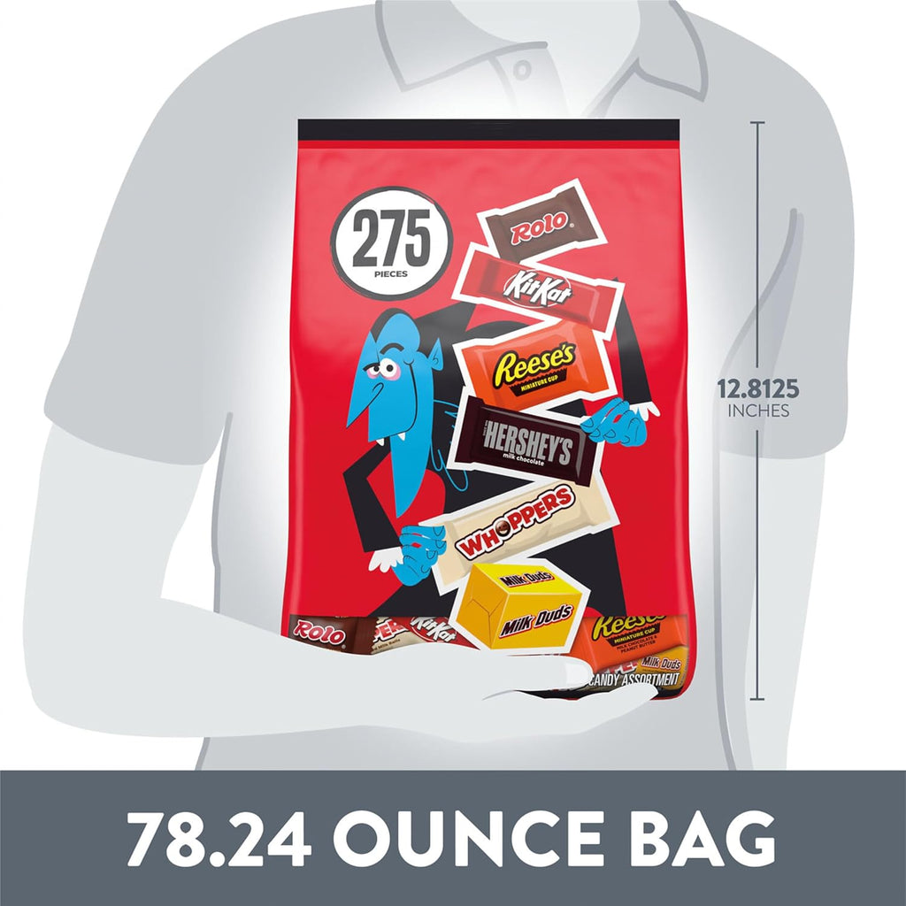 Hershey Miniatures Assorted Flavored, Halloween Candy Bulk Bag, 78.24 oz (275 Pieces)