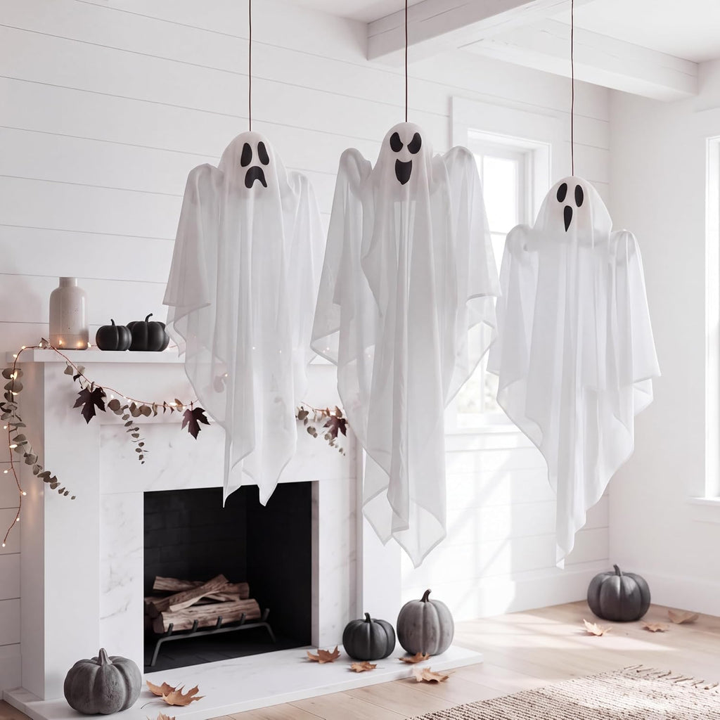 JOYIN 3 PCS Halloween Party Decorations 27.5" Hanging Ghosts, Cute Flying Ghosts for Front Yard Patio Lawn Garden Party Décor and Holiday Decorations