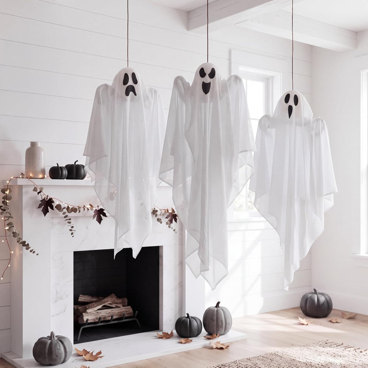 JOYIN 3 PCS Halloween Party Decorations 27.5" Hanging Ghosts, Cute Flying Ghosts for Front Yard Patio Lawn Garden Party Décor and Holiday Decorations