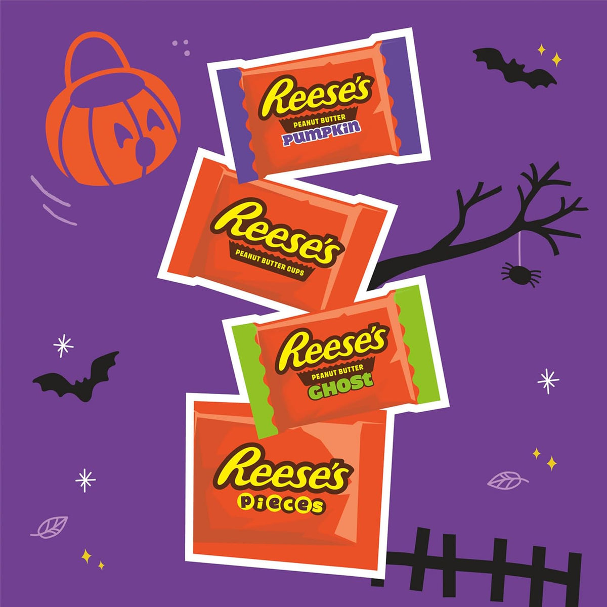 Reese's Assorted Peanut Butter Halloween Candy Bulk Variety Bag, 30.45 oz