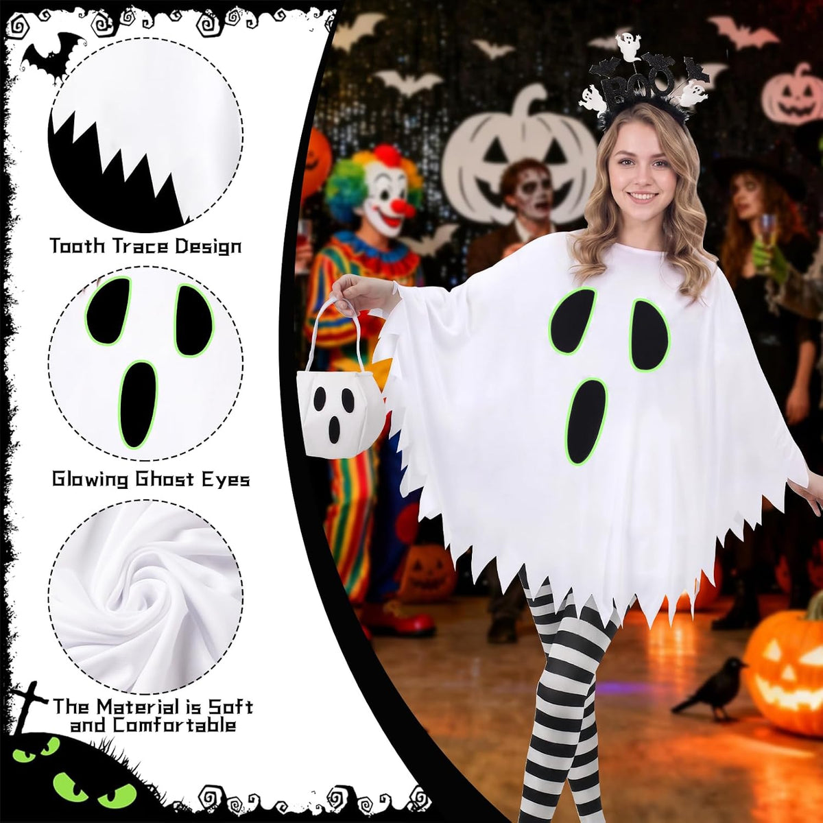 Halloween Costumes for Women Adult,Glow in Dark Ghost Costume Women