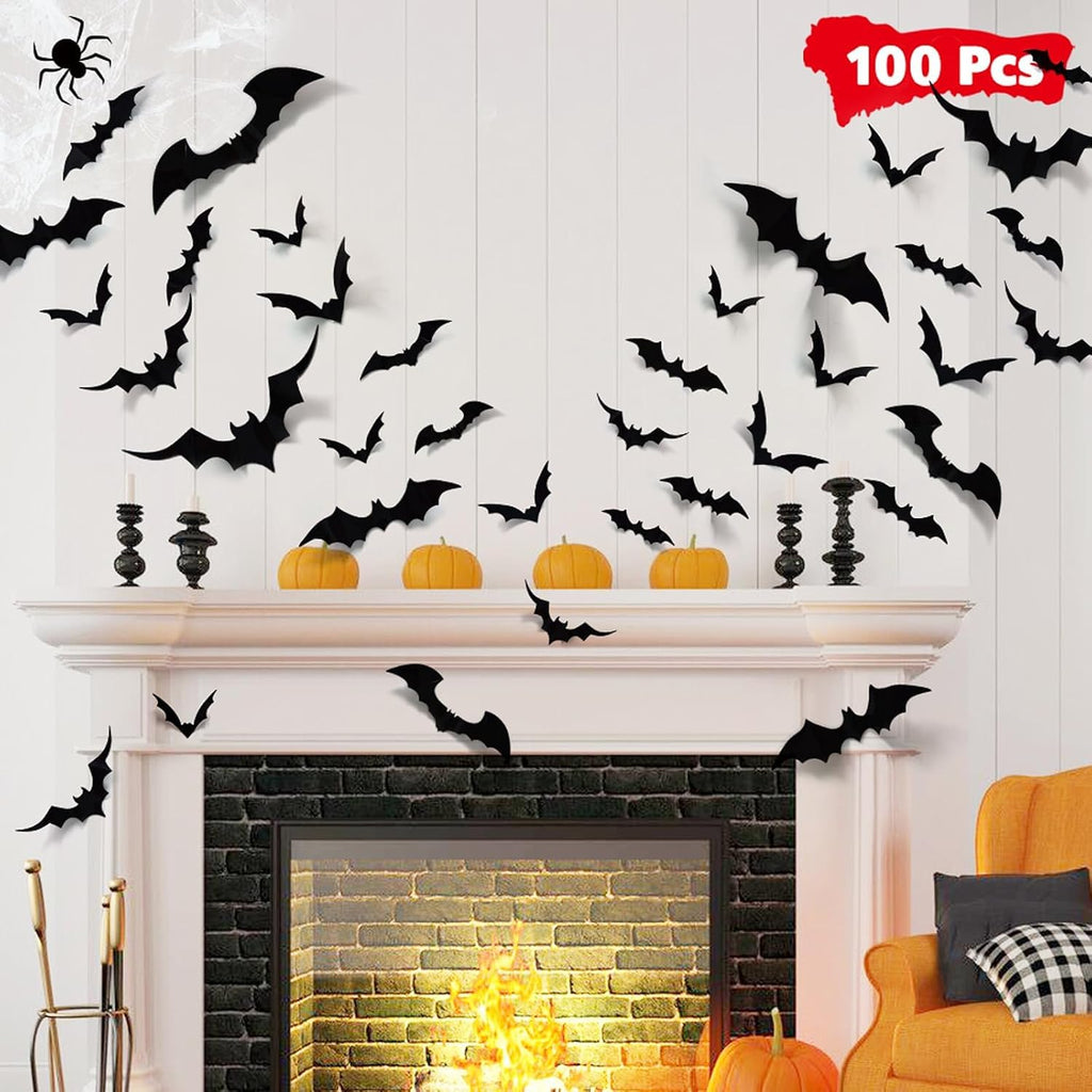 LUDILO 100Pcs Bats Halloween Decorations: Halloween Bats Wall Décor Sticker