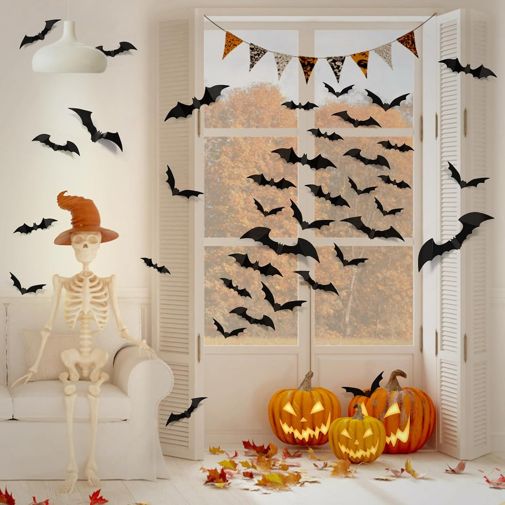 LUDILO 100Pcs Bats Halloween Decorations: Halloween Bats Wall Décor Sticker