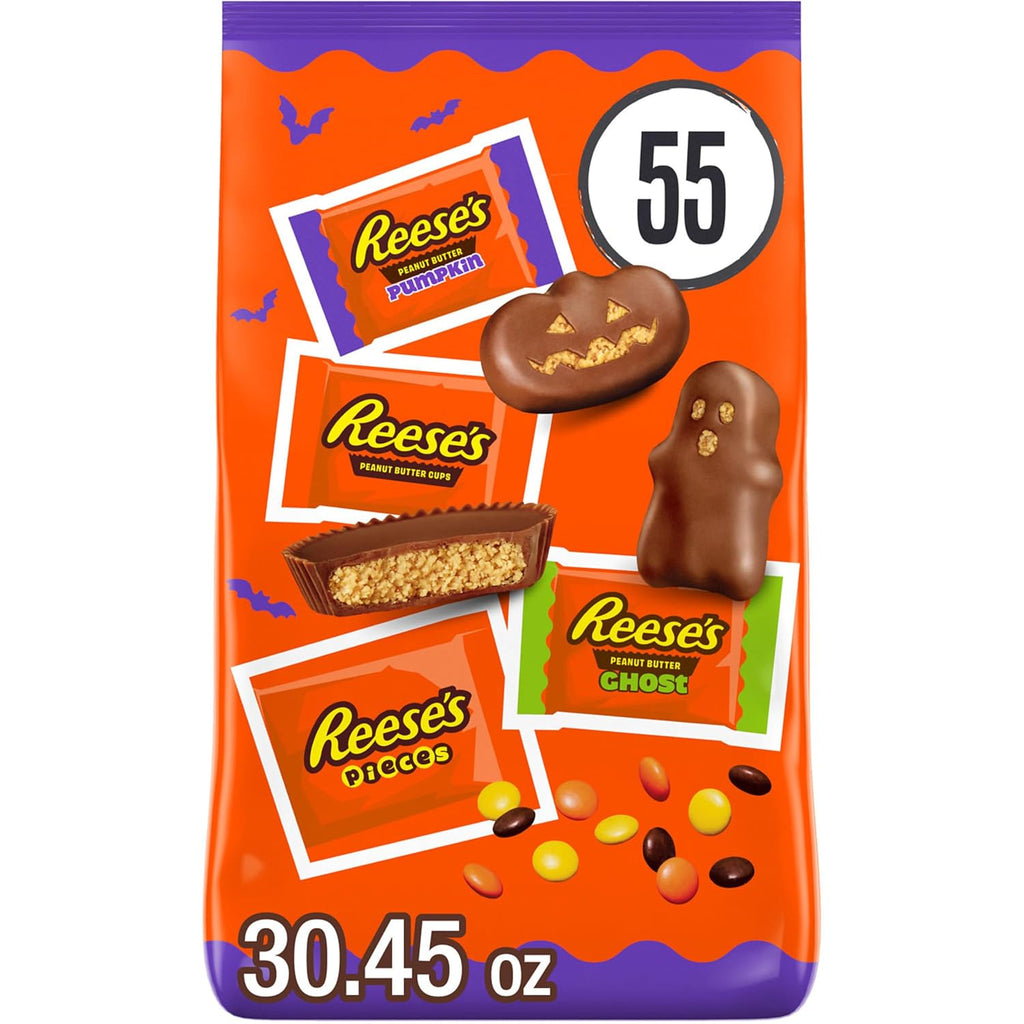Reese's Assorted Peanut Butter Halloween Candy Bulk Variety Bag, 30.45 oz