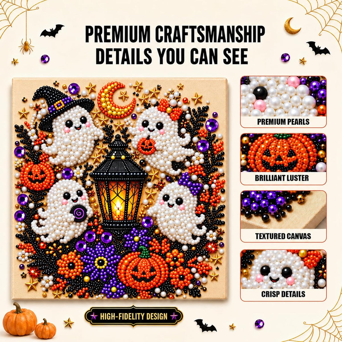 Diamond and Pearl Art Kits for Adults, Halloween Decorations, Framed Decor