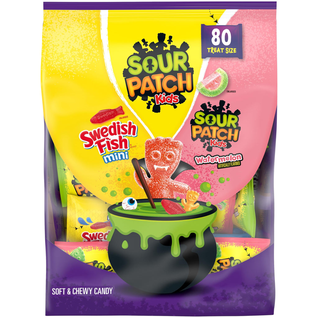 SOUR PATCH KIDS, SWEDISH FISH Soft & Chewy Candy Variety Pack, 80 ct