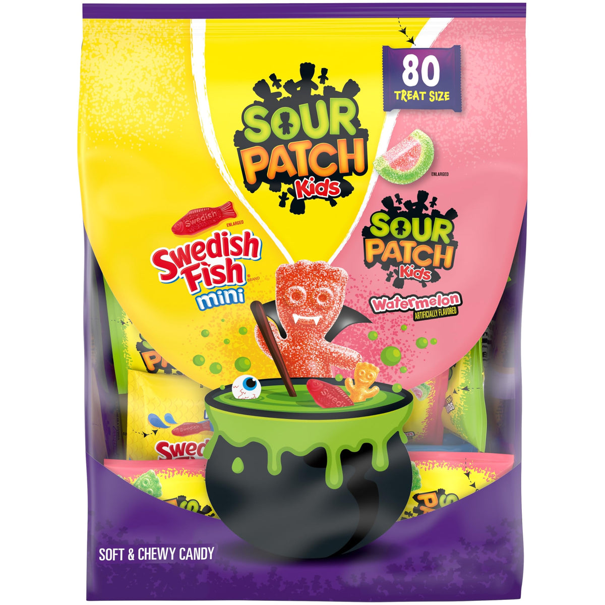 SOUR PATCH KIDS, SWEDISH FISH Soft & Chewy Candy Variety Pack, 80 ct