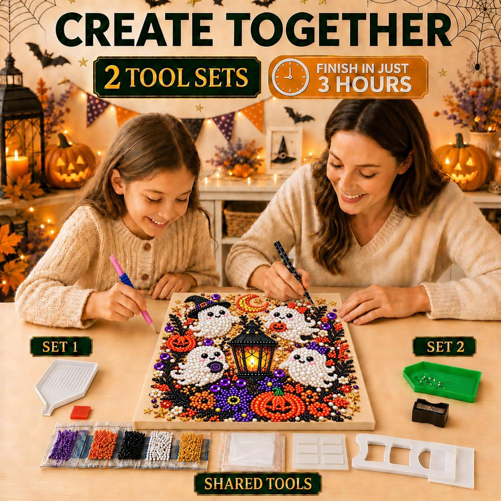 Diamond and Pearl Art Kits for Adults, Halloween Decorations, Framed Decor