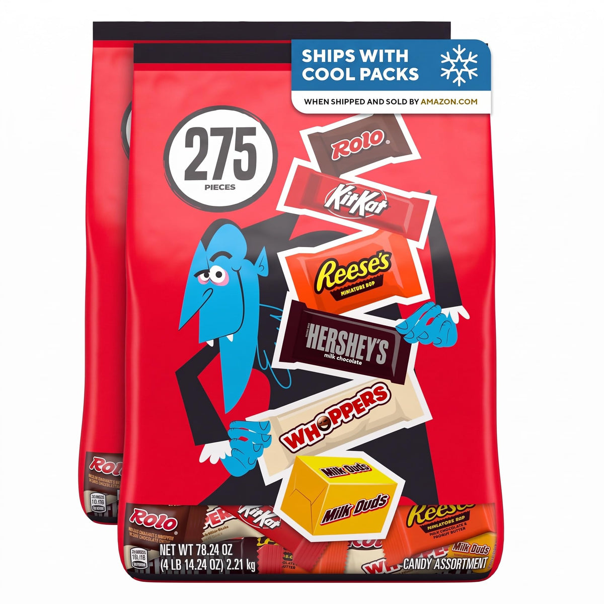 Hershey Miniatures Assorted Flavored, Halloween Candy Bulk Bag, 78.24 oz (275 Pieces)