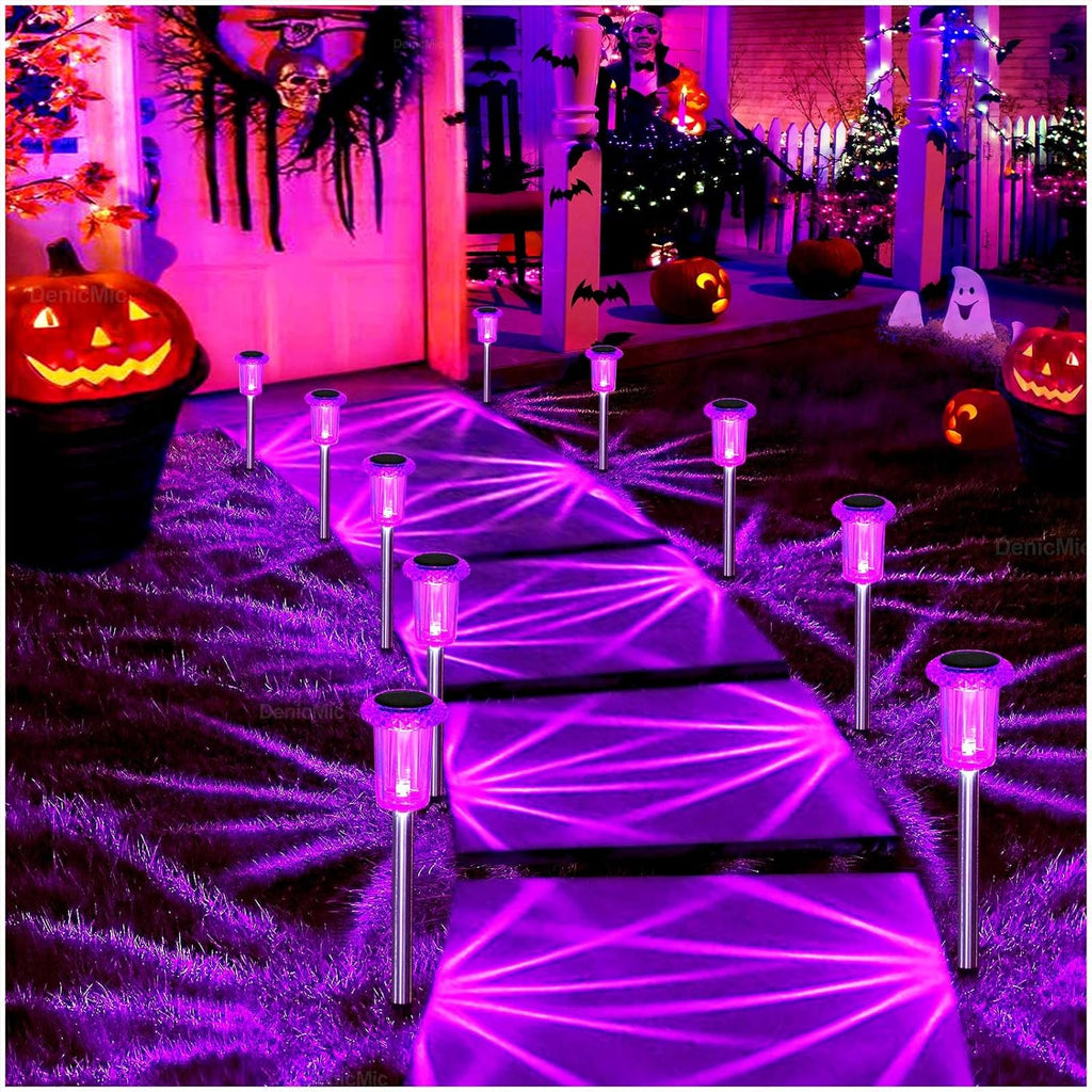 DenicMic Solar Halloween Lights Outdoor Waterproof 10 Pack Halloween Decor