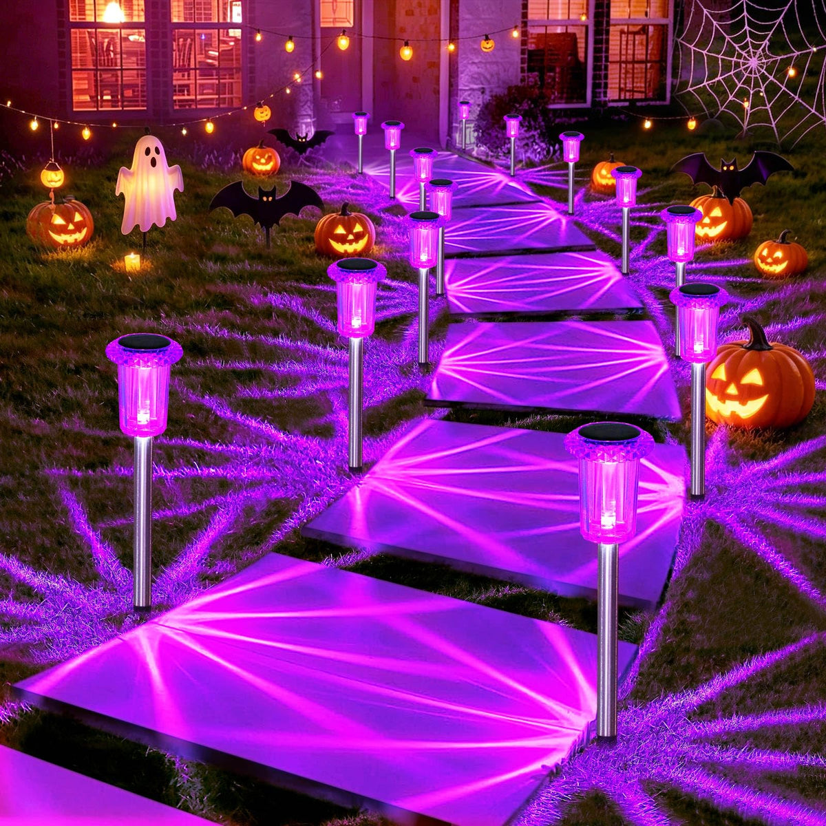 DenicMic Solar Halloween Lights Outdoor Waterproof 10 Pack Halloween Decor