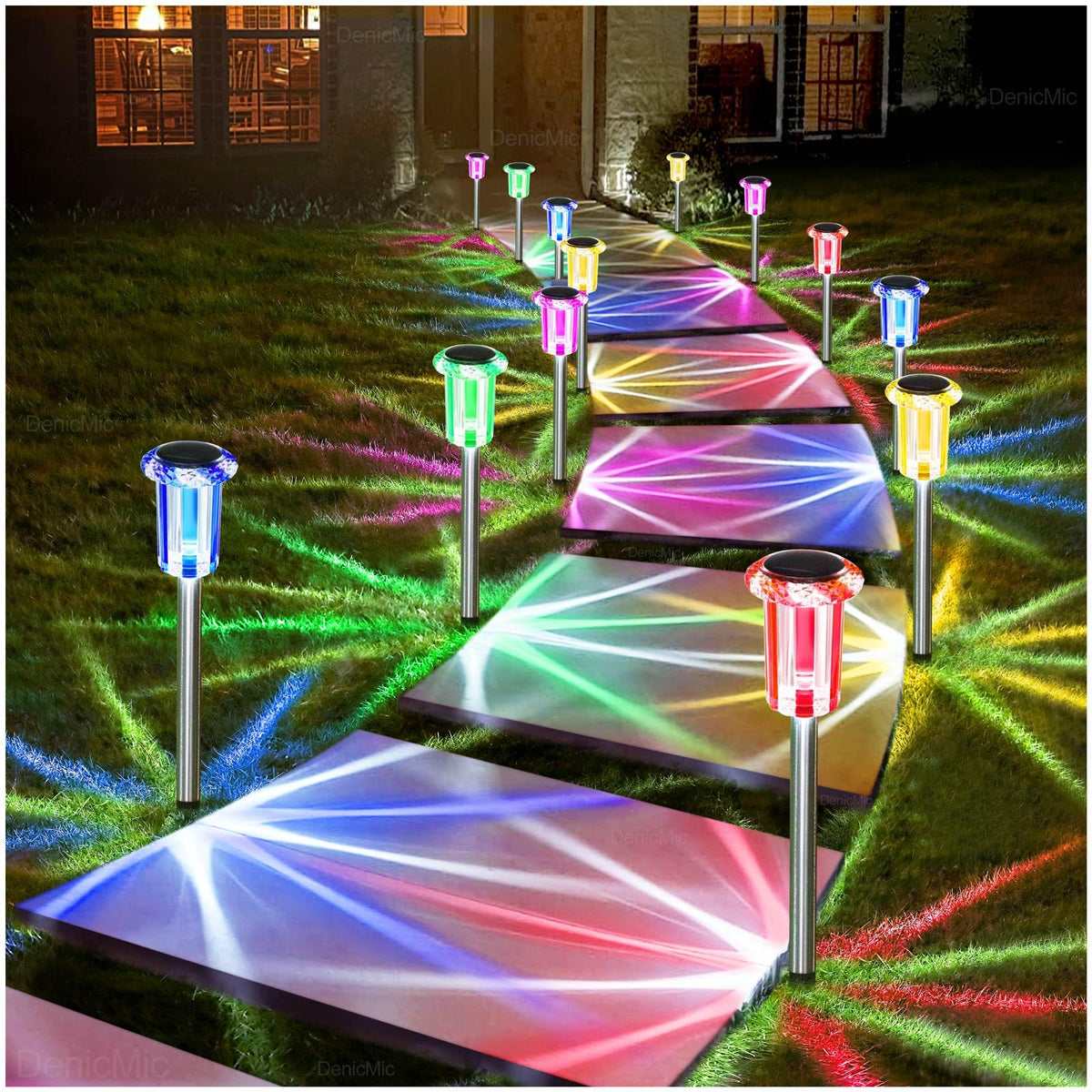 DenicMic Solar Halloween Lights Outdoor Waterproof 10 Pack Halloween Decor