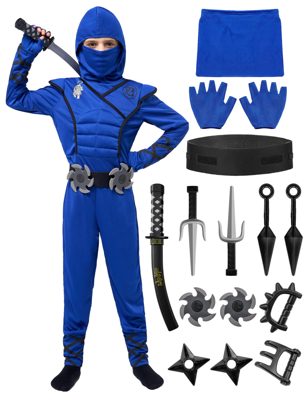 Spooktacular Creations Halloween Ninja Costume, Ninja Outfit Set for Kids, Halloween Costumes for Boys Dress Up Party