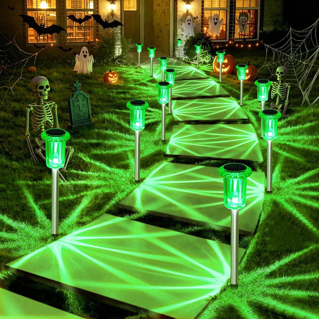 DenicMic Solar Halloween Lights Outdoor Waterproof 10 Pack Halloween Decor