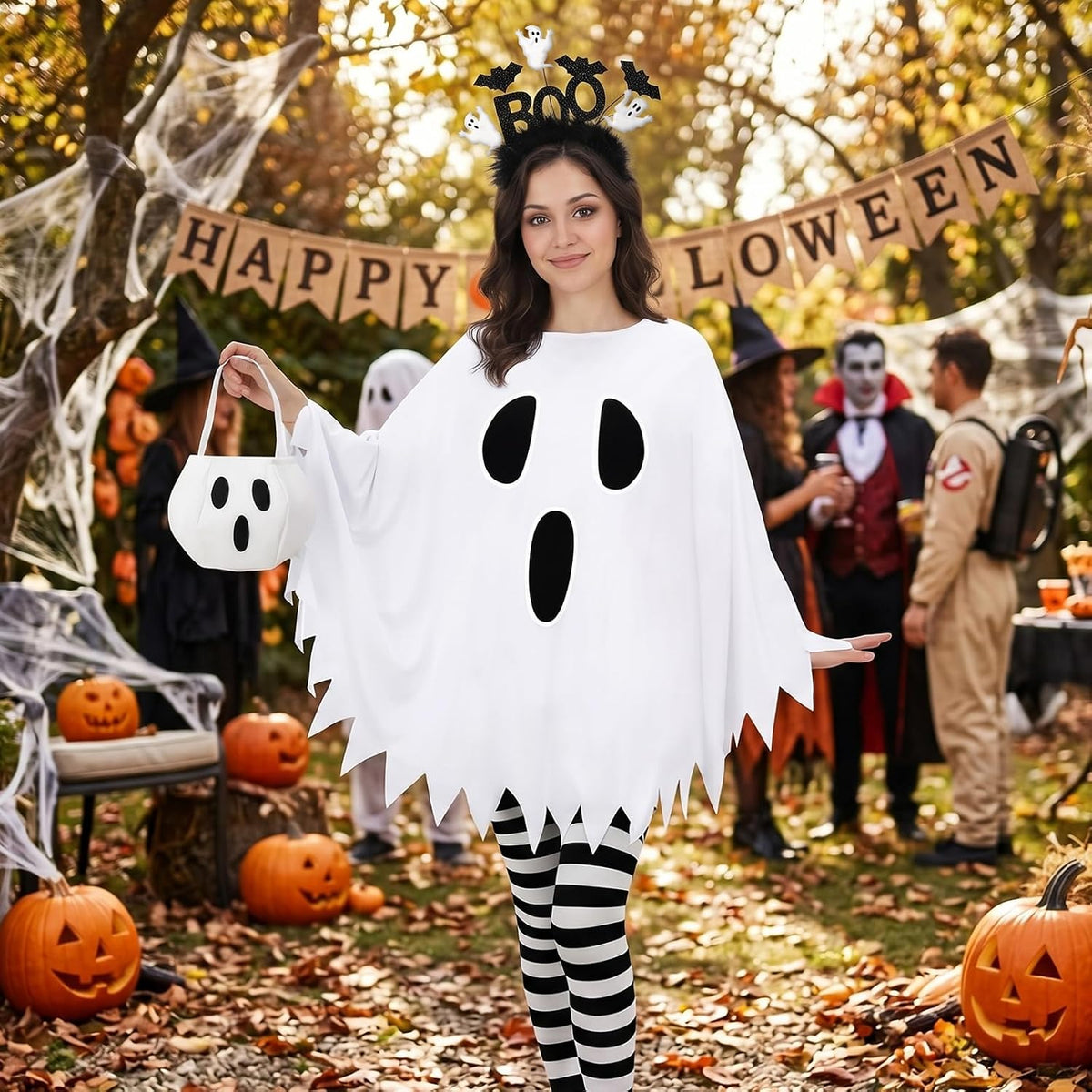 Halloween Costumes for Women Adult,Glow in Dark Ghost Costume Women
