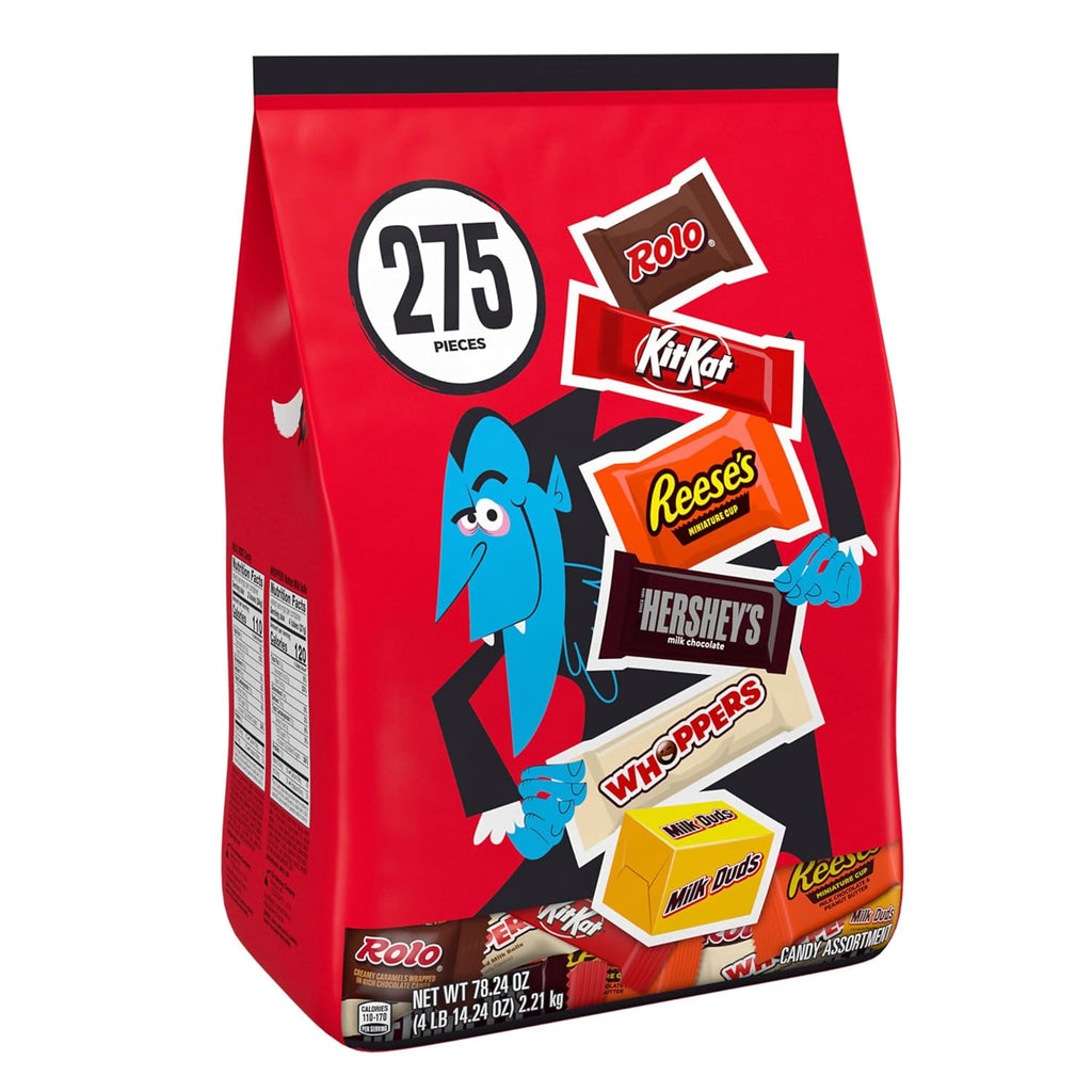 Hershey Miniatures Assorted Flavored, Halloween Candy Bulk Bag, 78.24 oz (275 Pieces)