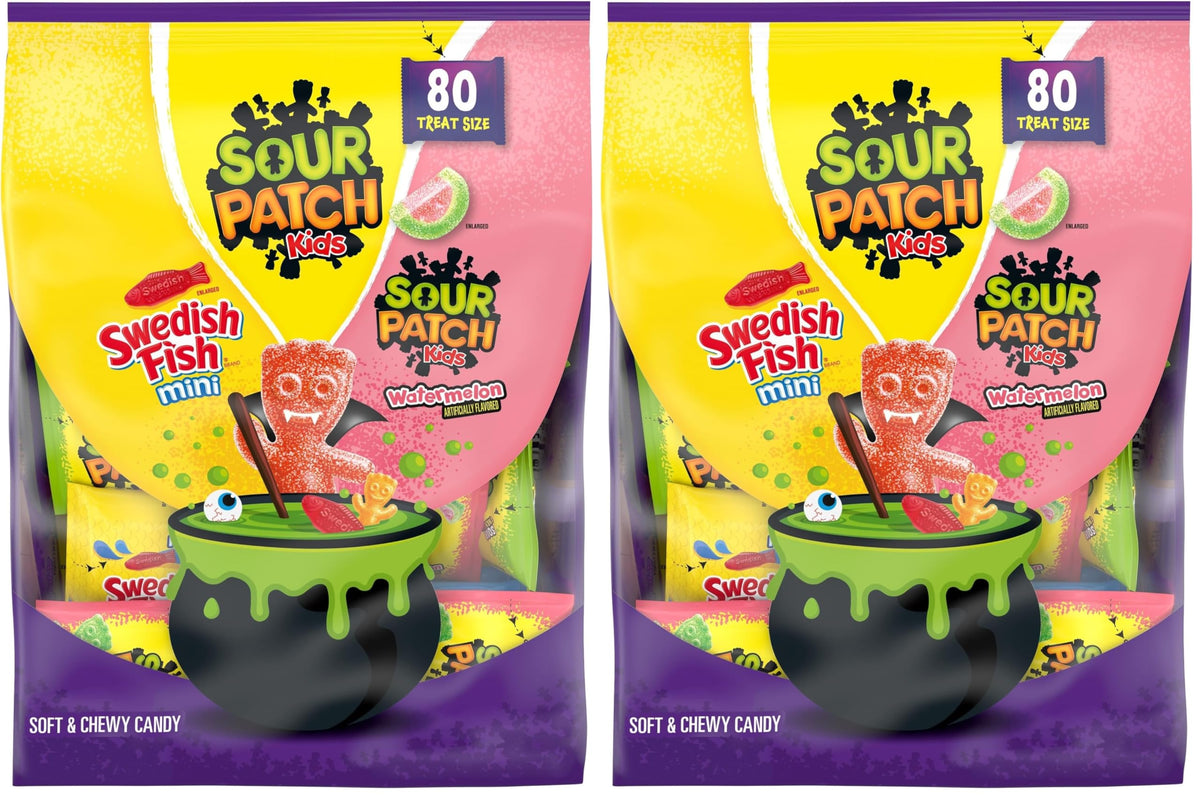 SOUR PATCH KIDS, SWEDISH FISH Soft & Chewy Candy Variety Pack, 80 ct