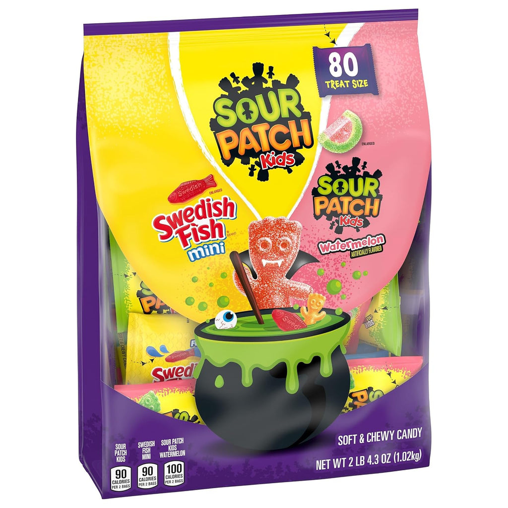 SOUR PATCH KIDS, SWEDISH FISH Soft & Chewy Candy Variety Pack, 80 ct