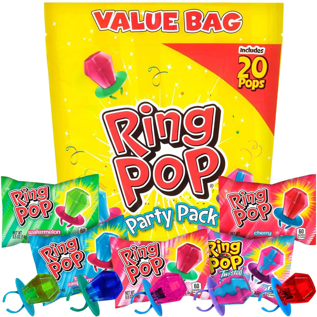 Ring Pop Halloween Candy Lollipops, 50 Count, Bulk Assorted Party Favors