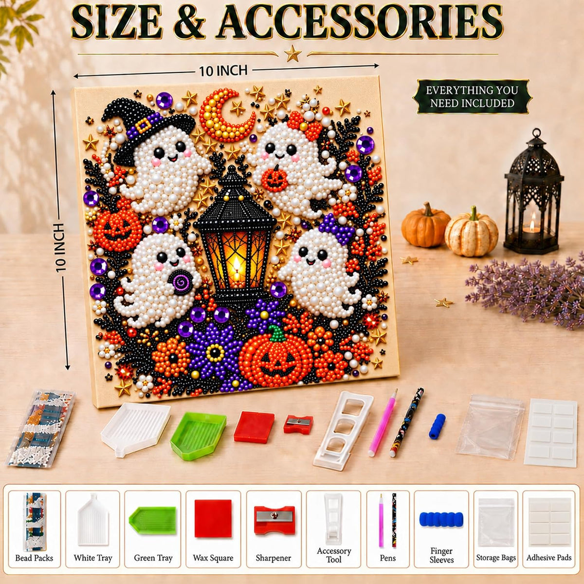 Diamond and Pearl Art Kits for Adults, Halloween Decorations, Framed Decor