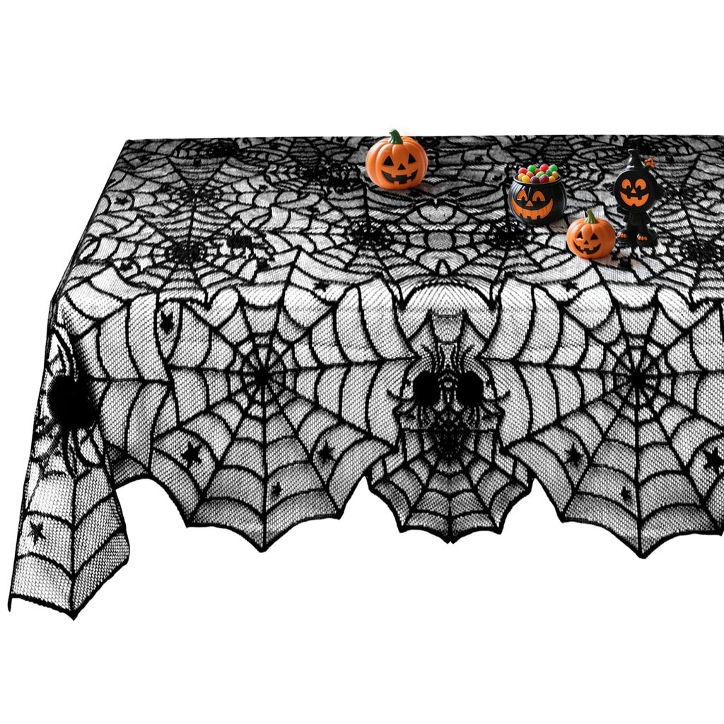 Halloween Table Runner, Black Lace Spider Web Table Runners, 18 x 72Inch