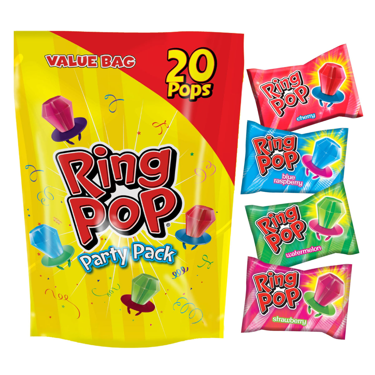 Ring Pop Halloween Candy Lollipops, 50 Count, Bulk Assorted Party Favors
