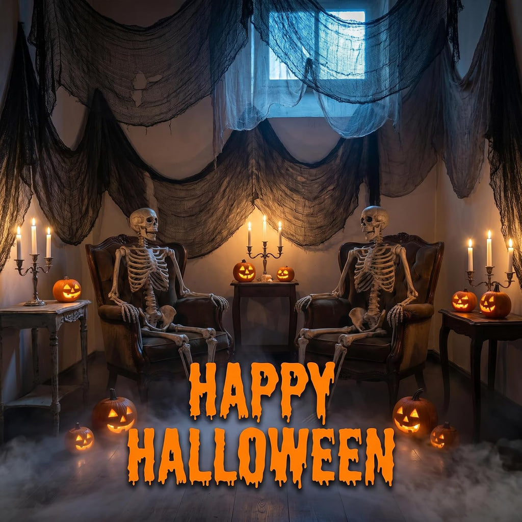 5Pcs Halloween Creepy Cloth Black 30×72inch - Halloween Decorations Clearance - Creepy Spooky Halloween Decorations Outdoor Indoor