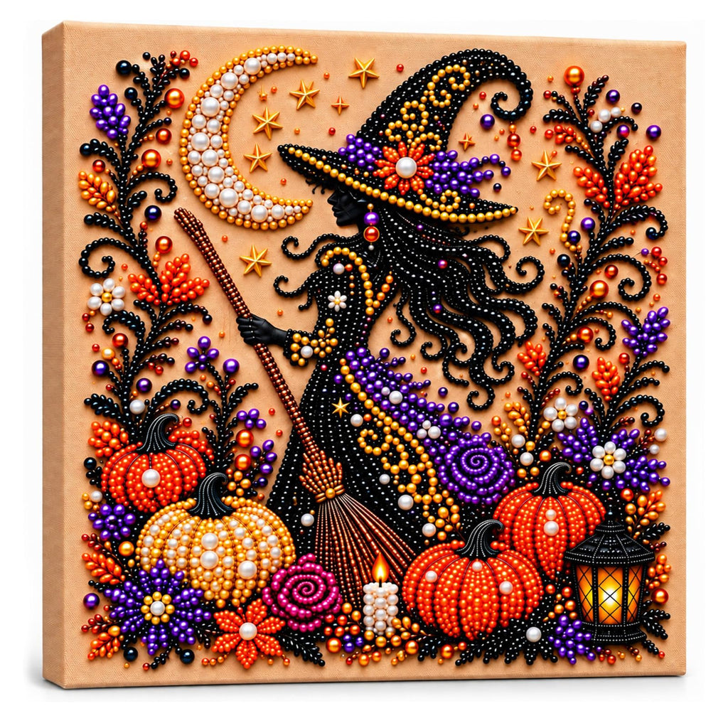 Diamond and Pearl Art Kits for Adults, Halloween Decorations, Framed Decor