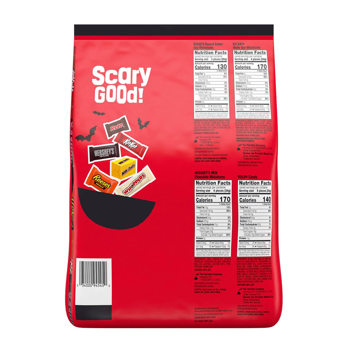 Hershey Miniatures Assorted Flavored, Halloween Candy Bulk Bag, 78.24 oz (275 Pieces)