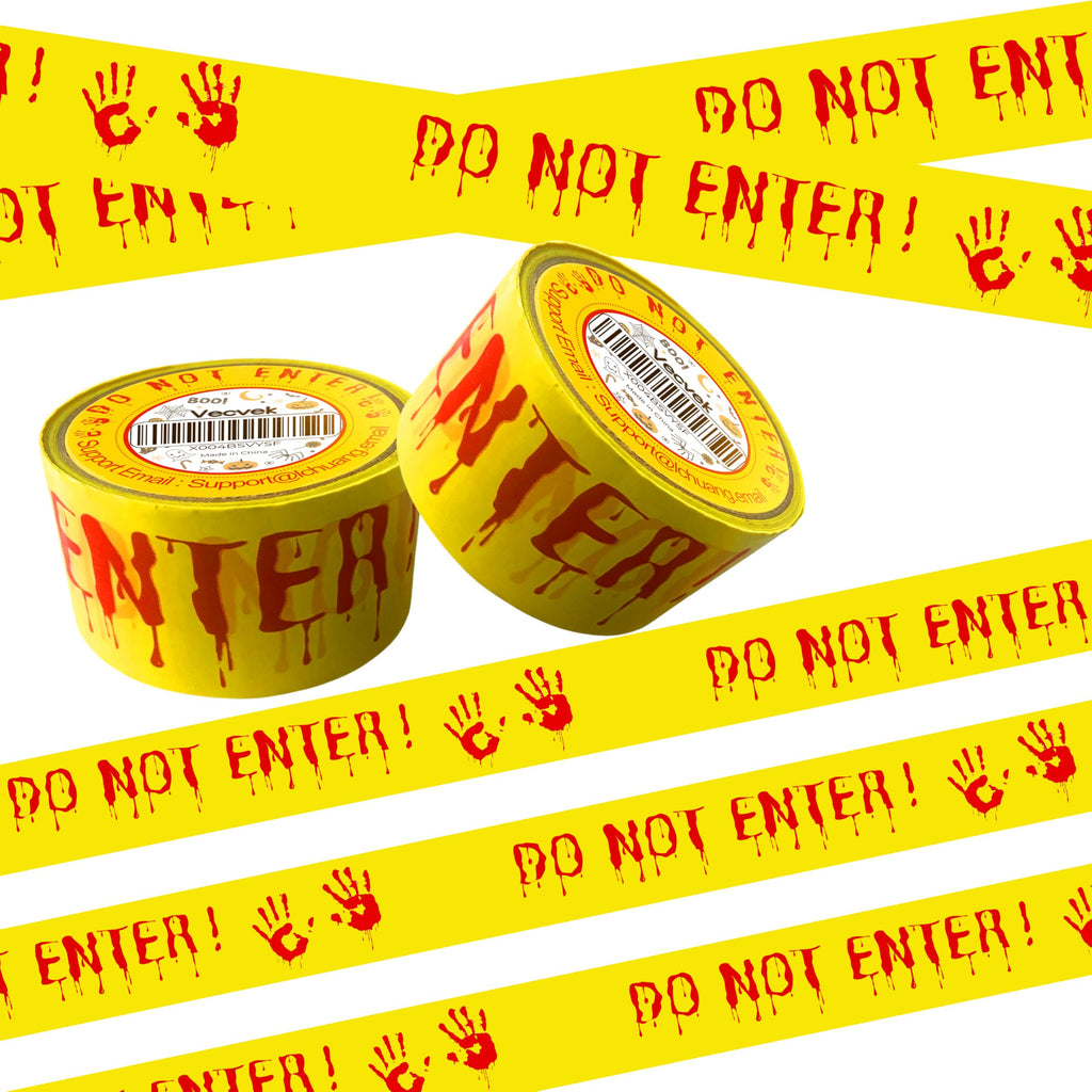 2Pcs Halloween Decorations Caution Tape - 2 inch x 164 feet Do Not Enter Caution Tape Roll Yellow Scary Hazard Warning Tape Safety Outdoor DIY Spooky Decorative for Party,Door,Danger Areas,Indoor