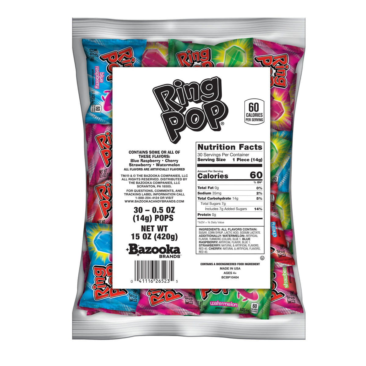 Ring Pop Halloween Candy Lollipops, 50 Count, Bulk Assorted Party Favors