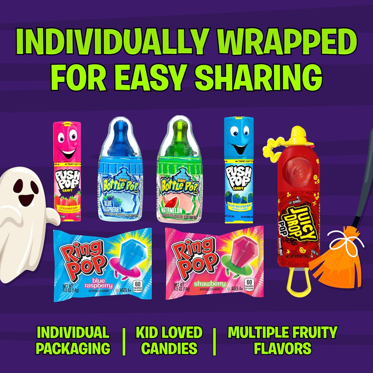 Halloween Candy Variety Pack, 18 Ct, Ring Pop, Push Pop & More