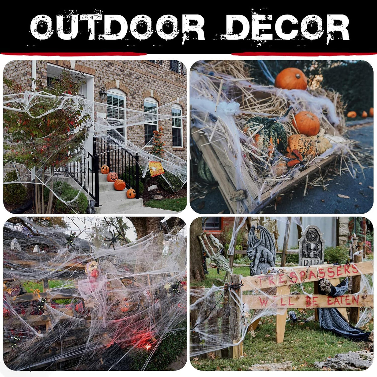 1000 sqft Spider Webs Halloween Decorations with 30 Fake Spiders