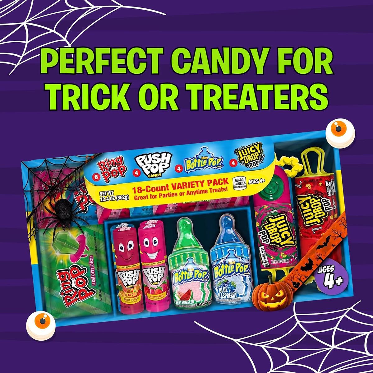 Halloween Candy Variety Pack, 18 Ct, Ring Pop, Push Pop & More