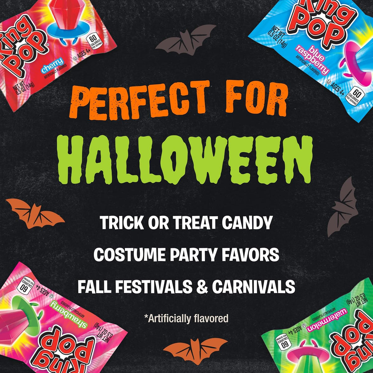 Ring Pop Halloween Candy Lollipops, 50 Count, Bulk Assorted Party Favors